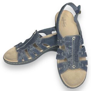 Collection by Clarks Lexi Slingback Leather Navy Women's Sandal - Size 10
